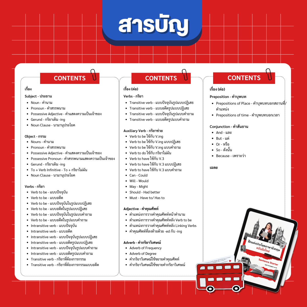 E-Book ไฟล์ ฝึกแต่งประโยคฉบับมือใหม่ Sentence Starter พื้นฐานน้อยก็เรียนได้